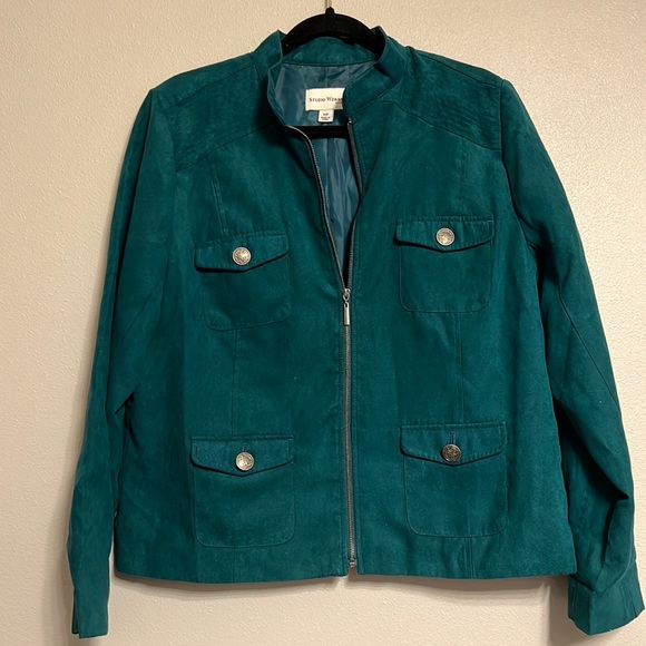 Emerald green jacket, size 14P - Picture 1 of 3